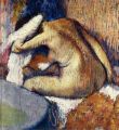 Woman drying hair