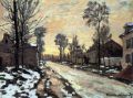 Road to Louveciennes, melting snow children, sunset