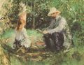 Eugène Manet and his daughter in the garden