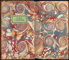 A book endpaper of marbled paper