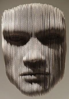 Three dimensional portrait sculpture made from cardboard