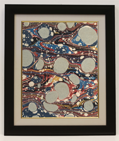 Framed and matted Ebru painting print