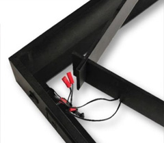 Connect the red-tipped wires between the inner and outer box frames