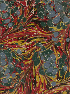 A book endpaper of marbled paper