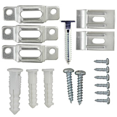The hardware included in a T-screw hanger package