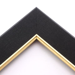 Linen liners are a great option for providing space between art and frame.  Where glass is generally required to protect paper artwork and its mat, a linen liner does not require glass, making it perfect for paintings and Giclée prints.

This 2 " black liner has an authentic linen texture and a bevelled gold lip.  It is ideal for small, medium or large canvas prints, watercolours or oil paintings.