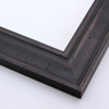 This natural-wash wood frame features a black varnish that does not disguise the rich wood grain.  Antiquing is created by nicks that add character and depth to the subtlety bevelled face.

2 " width: ideal for medium size images.  Border a rustic greyscale or nature photograph, or autumnal painting or print with this simple, bucolic frame.