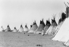 Teepees in a Blackfoot nation reserve, 1930s