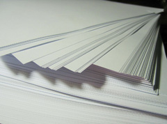 Stack of white printer bond paper 