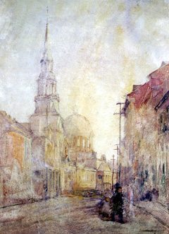 Bonsecours Church and Market painting by William Brymner, 1913