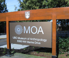 The sign at the entrance to the Museum of Anthropology on the UBC campus 
