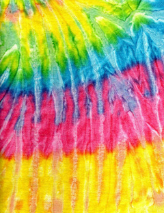Tie dying is a popular resist dyeing or printing process