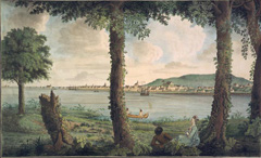 The painting A View of Montreal in Canada by Thomas Davies, 1762