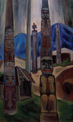 Emily Carr painting Corner of Kitwacool Village, Canadian Artist, 1930