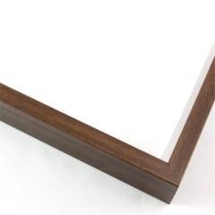 Tall, yet slim 7/16 " metal frame with a hooked profile. This moulding is dark chocolate brown with a black grain pattern across. It has a smooth texture with slightly indented grain markings.

Nielsen n117-282 Profile