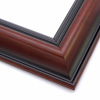 This classic, reverse scoop frame features a deep walnut wash that highlights the natural wood grain. The colour fades into black at the lip and rim, but returns along the outer drop edge. A stepped inner edge defines the border of the frame.
2.5 " width: ideal for medium or large artwork. This frame will beautifully border a renaissance or impressionism painting or giclee print.