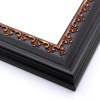 This solid wood frame features a matte black crown moulding profile. At the inner edge of the deeply scooped face, the delicate design is brushed with bronze for an antique look that suits old paintings, prints and family photographs alike.
2.5 " width and 1 " high at outer edge: ideal for medium- to large-size images.