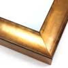 This glossy bronze frame has a subtle scoop face with black distressed scratching on the outer edges. The drop edge is the same gold-foil as the face.
1-1/2 " width: ideal for small, medium, or large-size artwork. Oil or acrylic paintings, or simple portrait photographs will get a high-fashion pop from this frame.