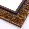 This ornate, intricate frame features a bold relief design in black-mottled, antique gold foil. The raised inner lip is a roughly textured, matte gold-brown.
2.75 " width: ideal for large images. Select a strong piece of artwork to avoid having it overpowered by this decadent frame.