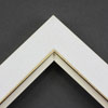 Linen liners are a great option for providing white space between art and frame. Where glass is generally required to protect paper artworks and their mat, a linen liner does not require glass, making it ideal for paintings and Giclée prints.
This 1.75 inch white liner has an authentic, soft linen texture and a gold and painted white lip. It is best suited to medium size canvas prints, watercolour or oil paintings.
