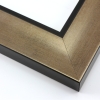 This simple, bold frame features scoop profile and gently distressed, gold foil face. The inner lip is stepped down and painted a matte black, to match the outer drop edge.
2.75 " width: ideal for large and extra large artworks. Due to it