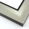 This simple, bold frame features scoop profile and silver foil face. The inner lip is stepped down and painted a matte black, to match the outer drop edge.
2.75 " width: ideal for large and extra large artworks. Due to it