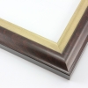 This solid wood frame features an elegant curve-and-scoop profile that draws the eye inward. The outer edge maintains the natural wood grain, and slightly distressed gold foil on the inner lip adds a subtle antique finish. The outside rim is an unobtrusive black.
1.75 " width: suitable for both medium and large images.