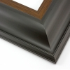 This wide, reverse scoop frame features a matte black face and bevelled outer edge. The stepped inner lip is brushed with a subtle bronze foil.
3.5 " width: ideal for oversize images. Bright acrylic and oil paintings or their giclee prints will shine in this classic frame.