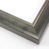 This solid wood frame features a steeply curved, matte black face brushed with matte grey crosshatching. The inner lip is defined with muted silver foil.
1.75 " width: ideal for medium images. This highly versatile frame will suit a wide selection of photographs, paintings or giclee prints.