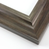 This elegant frame has a double scoop profile. The outer, wider scoop brings out the natural wood in gray-brown. The inner lip features a subtle silver foil finish that maintains the wood grain.
2.5 " width: ideal for large and extra large (oversize) images. Border a bold watercolour or oil painting, or your favourite print, in this stylish, classic frame.