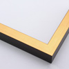This simple gold foil frame features an eye catching shine on the slim, flat face, and a deep black perpendicular edge. Dress it up with an old watecolour or oil painting, or make it modern with a bright family photograph.
.75 "es wide: ideal for small- to medium-size images.