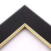 Linen liners are a great option for providing space between art and frame. Where glass is generally required to protect paper artwork and its mat, a linen liner does not require glass, making it perfect for paintings and Giclée prints.
This 2 inch black liner has an authentic linen texture and a bevelled gold lip. It is ideal for small, medium or large canvas prints, watercolours or oil paintings.