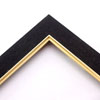 Linen liners are a great option for providing blank space between art and frame. Where glass is generally required to protect paper artworks and their mat, a linen liner does not require glass, making it ideal for paintings and Giclée prints.
This 1.25 inch black liner has an authentic linen texture and a bevelled gold lip. It is best suited to small and medium size canvas prints, watercolours or oil paintings.