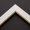 Linen liners are a great option for providing white space between art and frame. Where glass is generally required to protect paper artworks and their mat, a linen liner does not require glass, making it ideal for canvas paintings and Giclée prints.
This 1.25 inch white liner has an authentic linen texture and a bevelled gold lip. It is best suited to small and medium size canvases.